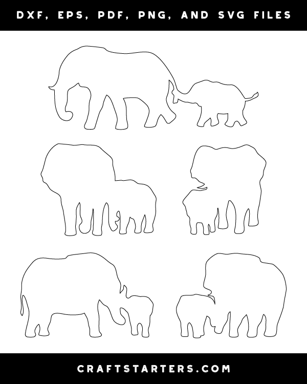 Download Elephant And Baby Outline Patterns Dfx Eps Pdf Png And Svg Cut Files