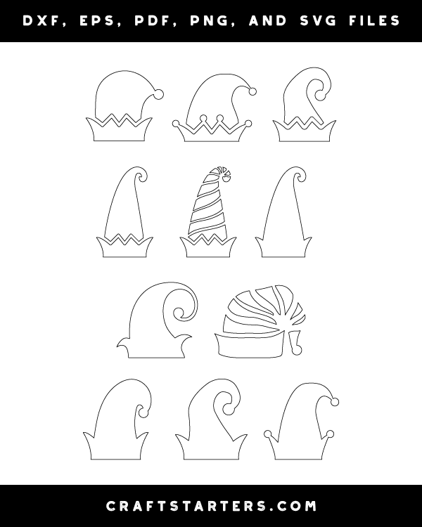 Elf Hat Outline Patterns DFX EPS PDF PNG And SVG Cut Files