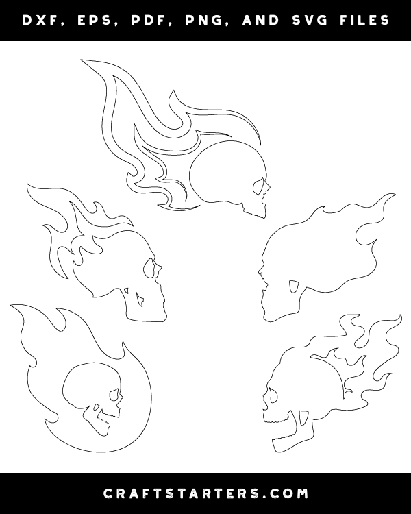 Flaming Skull Side View Patterns