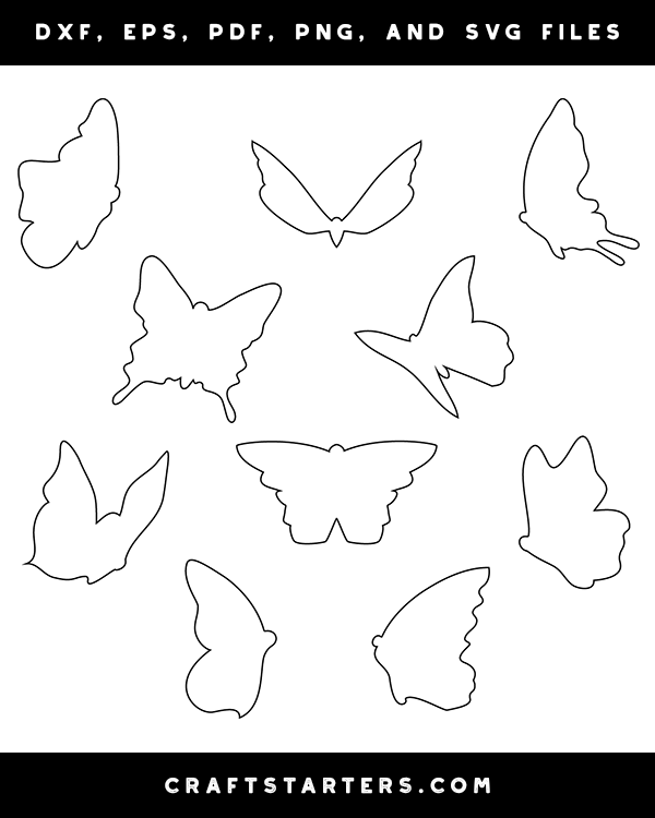 Download Flying Butterfly Outline Patterns Dfx Eps Pdf Png And Svg Cut Files SVG, PNG, EPS, DXF File