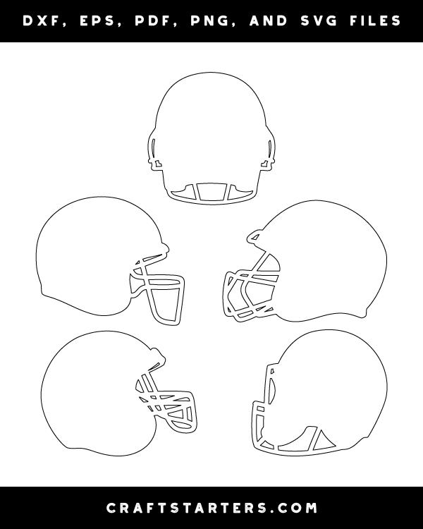 Football Helmet Outline Patterns DFX EPS PDF PNG And SVG Cut Files