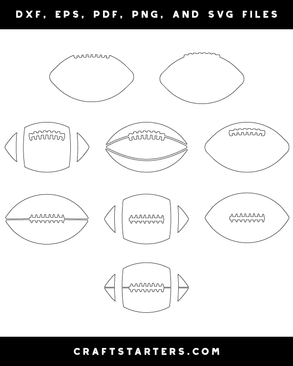 Football Outline Patterns DFX, EPS, PDF, PNG, and SVG Cut Files