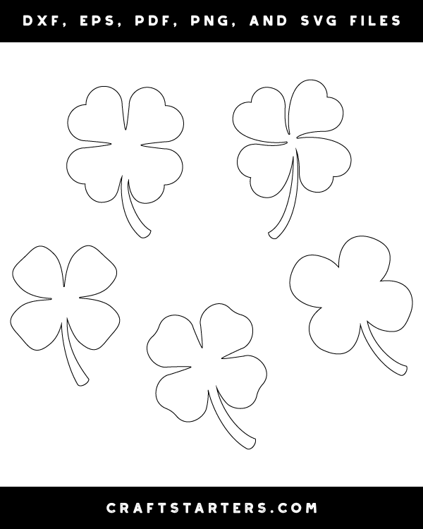 Four Leaf Clover with Outline SVG Cut File
