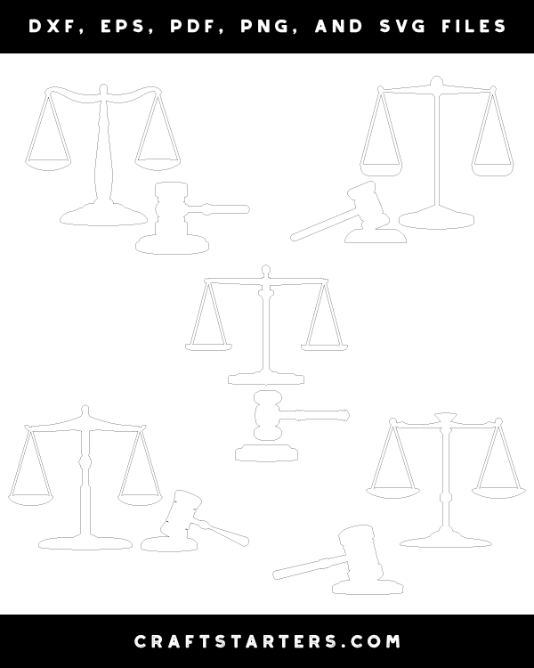 Gavel and Scales of Justice Patterns