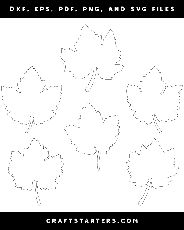 Grape Leaf Outline Patterns: DFX, EPS, PDF, PNG, and SVG Cut Files