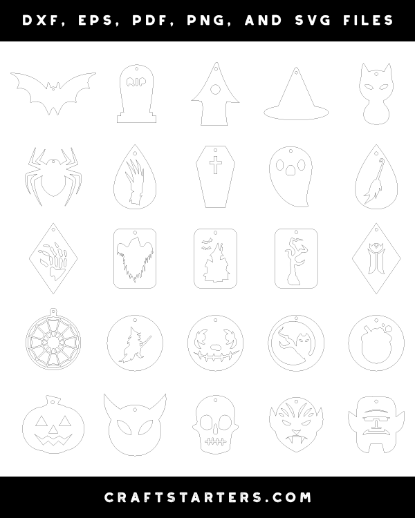 Download Halloween Earring Outline Patterns Dfx Eps Pdf Png And Svg Cut Files