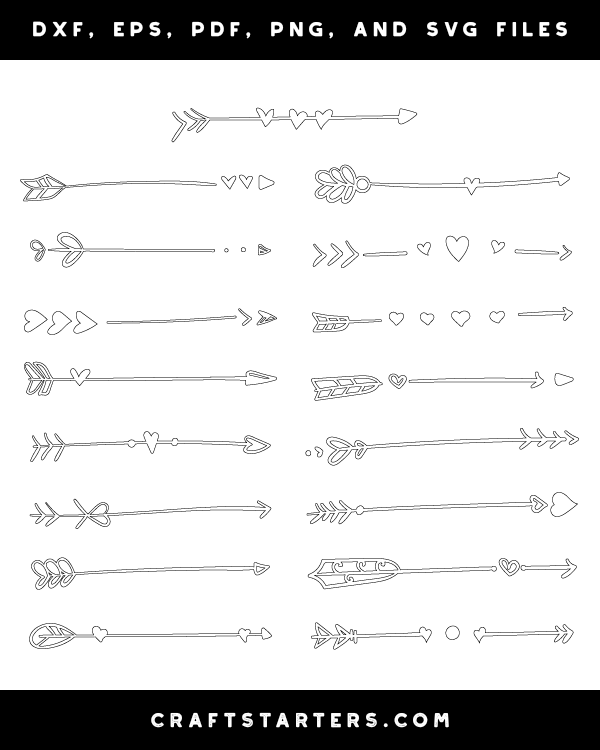 Hand Drawn Heart Arrow Patterns