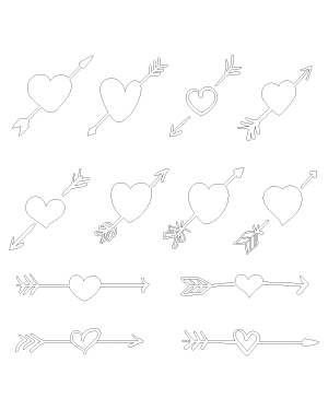 Hand-Drawn Heart Pierced with Arrow Patterns