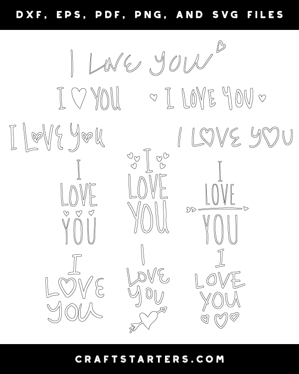 Hand-Drawn I Love You Patterns