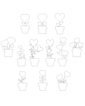 Heart Flowers In Pot Patterns