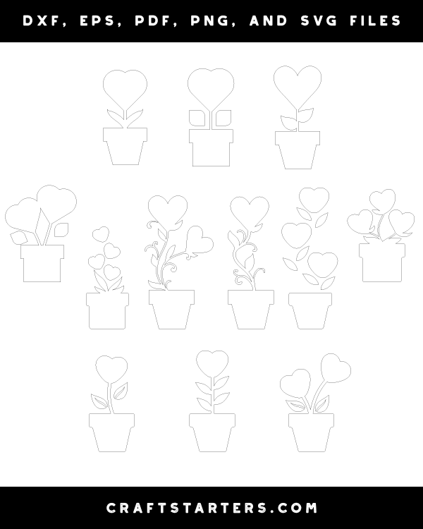 Heart Flowers In Pot Patterns