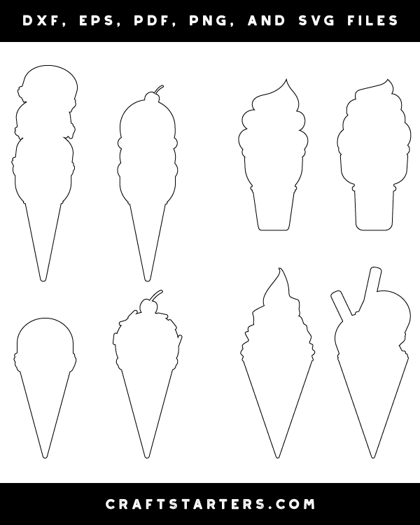 ice cream cone outline patterns dfx eps pdf png and