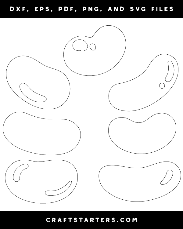 Jelly Bean Outline Patterns: DFX, EPS, PDF, PNG, and SVG Cut Files