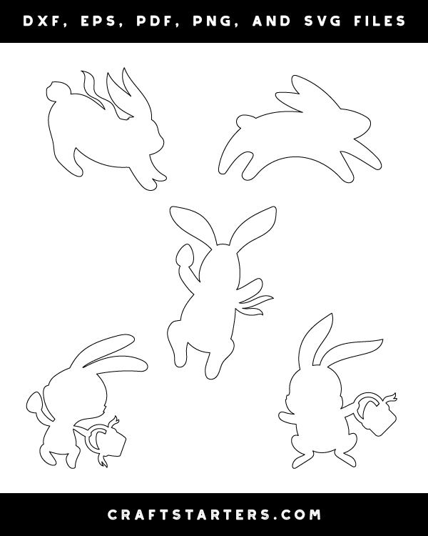 Download Jumping Easter Bunny Outline Patterns Dfx Eps Pdf Png And Svg Cut Files