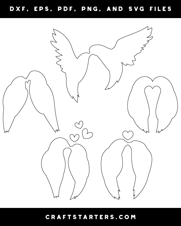 Download Kissing Love Birds Outline Patterns Dfx Eps Pdf Png And Svg Cut Files