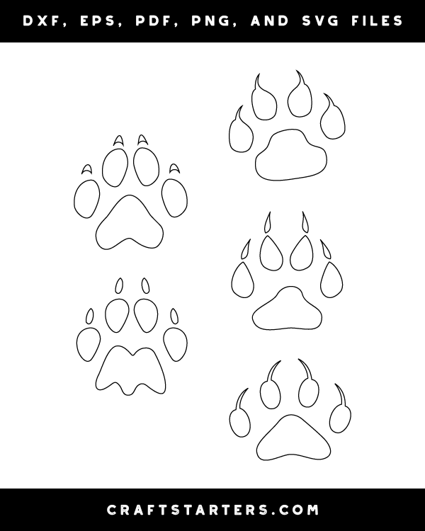 Lion Paw Print Outline Patterns Dfx Eps Pdf Png And Svg Cut Files