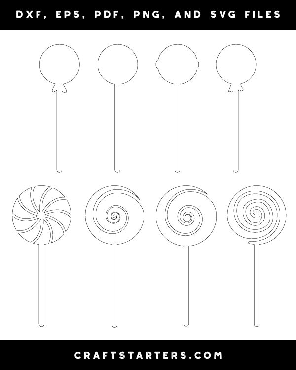 Lollipop Outline Patterns: DFX, EPS, PDF, PNG, and SVG Cut Files