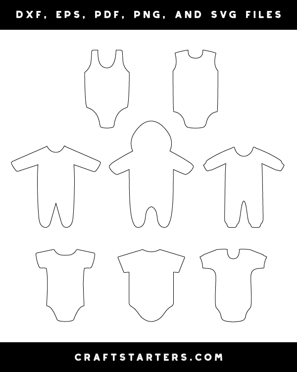 Onesie Outline Patterns: DFX, EPS, PDF, PNG, and SVG Cut Files