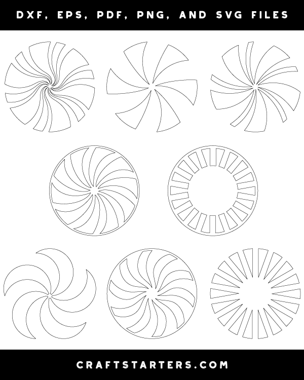 Peppermint Candy Outline Patterns DFX, EPS, PDF, PNG, and SVG Cut Files