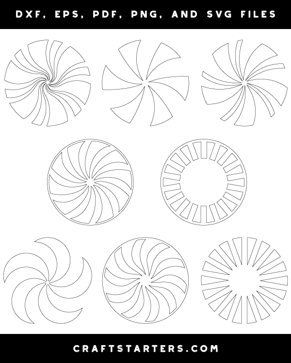 Peppermint Candy Outline Patterns: DFX, EPS, PDF, PNG, and SVG Cut Files