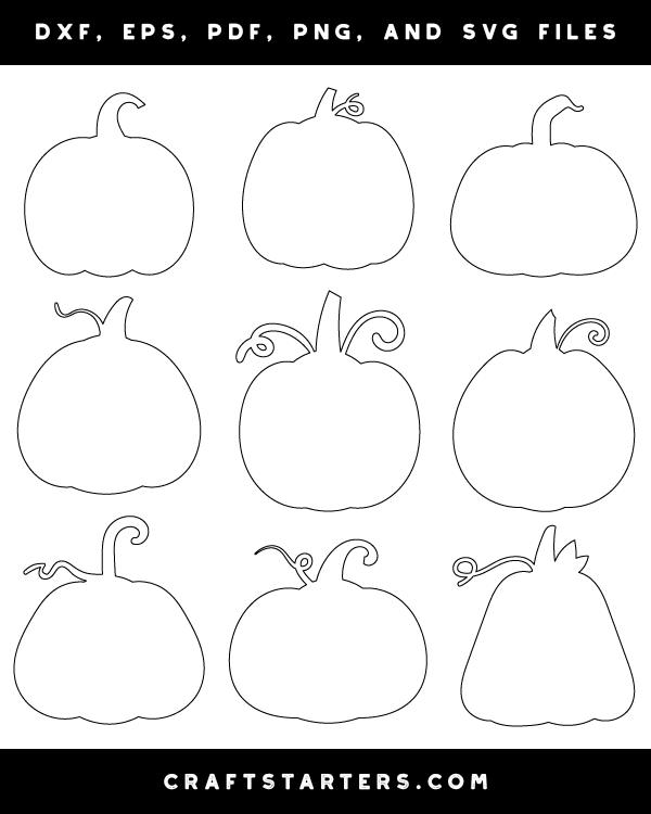 Pumpkin Outline Patterns: DFX, EPS, PDF, PNG, and SVG Cut Files