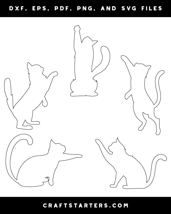 Reaching Cat Outline Patterns DFX, EPS, PDF, PNG, and SVG Cut Files
