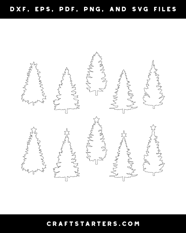 Realistic Christmas Tree Outline Patterns Dfx Eps Pdf Png And Svg Cut Files
