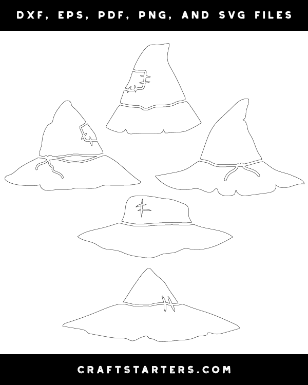 Scarecrow Hat Outline Patterns: DFX, EPS, PDF, PNG, and SVG Cut Files