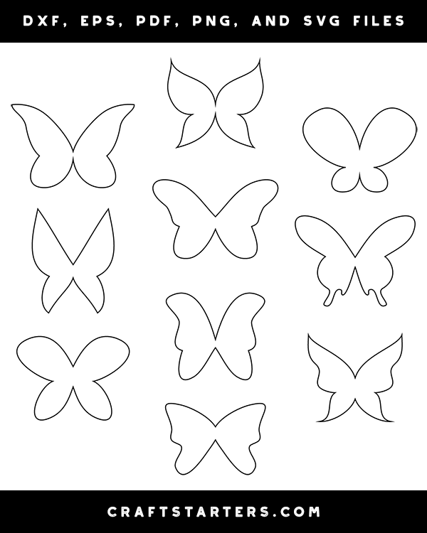 Download Simple Butterfly Outline Patterns: DFX, EPS, PDF, PNG, and ...