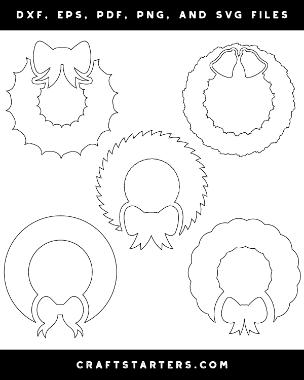 Simple Christmas Wreath Outline Patterns DFX EPS PDF PNG And SVG