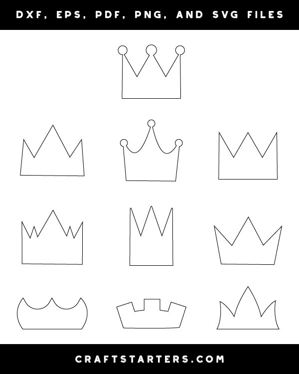 Download Simple Crown Outline Patterns: DFX, EPS, PDF, PNG, and SVG ...