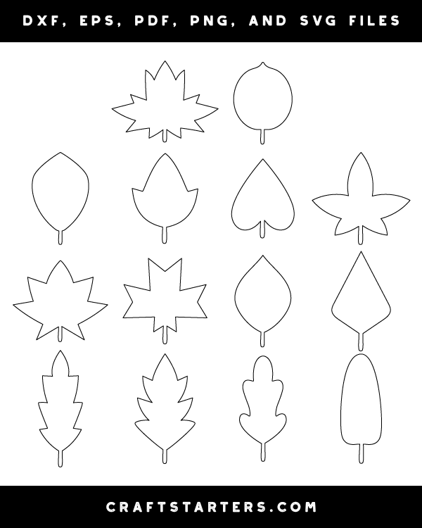 Simple Fall Leaf Outline Patterns DFX, EPS, PDF, PNG, and SVG Cut Files