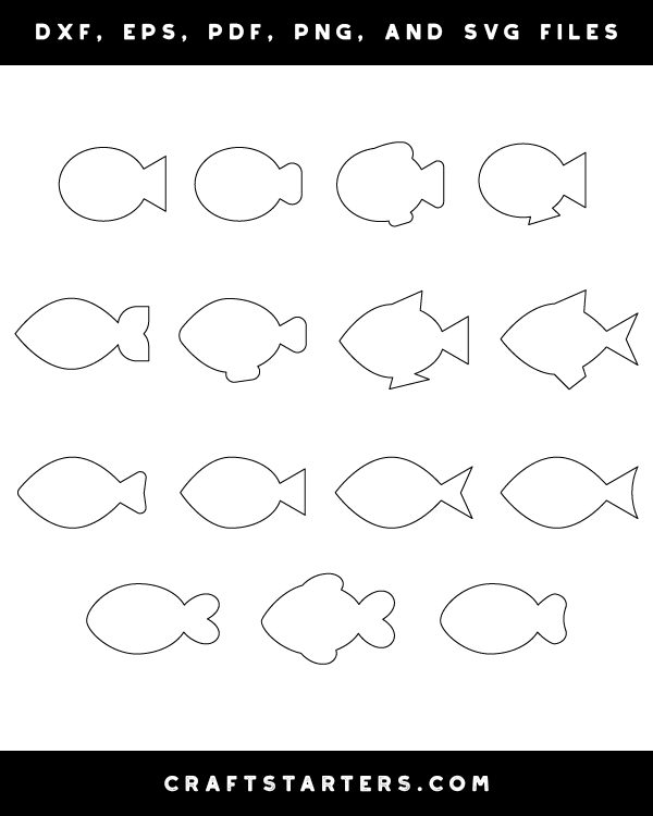 Simple Fish Outline Patterns: DFX, EPS, PDF, PNG, and SVG Cut Files