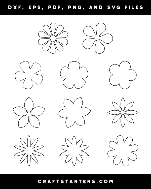 Simple Flower Outline Patterns Dfx Eps Pdf Png And Svg Cut Files