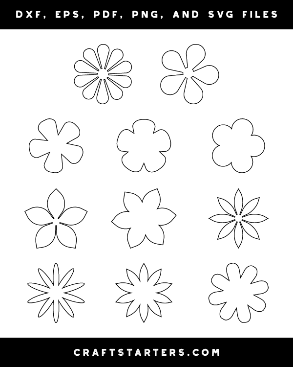 Download Simple Flower Outline Patterns: DFX, EPS, PDF, PNG, and ...