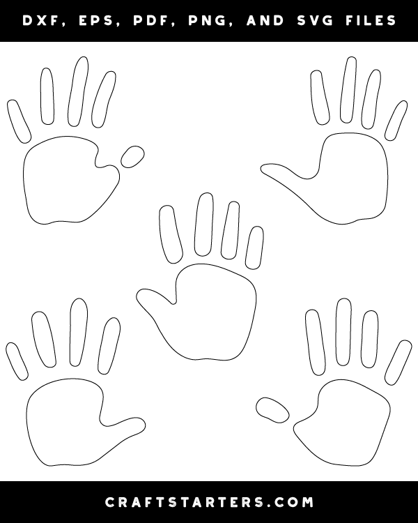 Simple Handprint Outline Patterns: DFX, EPS, PDF, PNG, and SVG Cut Files