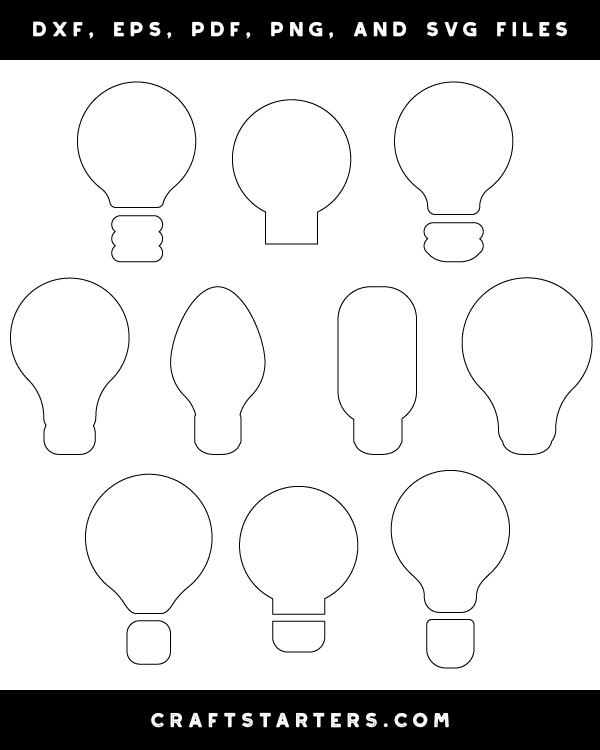 Simple Light Bulb Outline Patterns: DFX EPS PDF PNG and SVG Cut Files