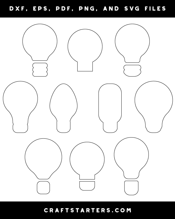 Simple Light Bulb Outline Patterns DFX EPS PDF PNG And SVG Cut Files