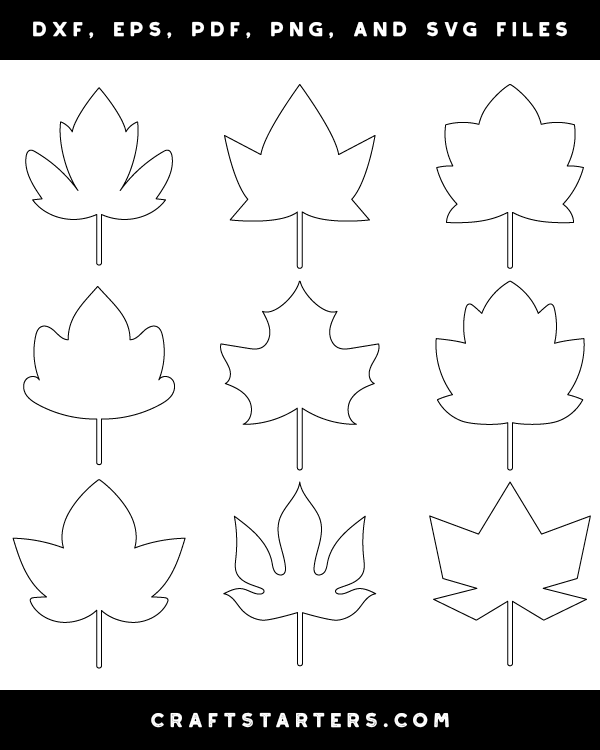 Simple Maple Leaf Outline Patterns: DFX, EPS, PDF, PNG, and SVG Cut Files