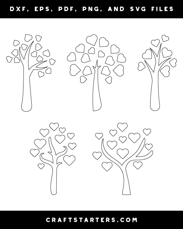Simple Tree With Heart Leaves Patterns