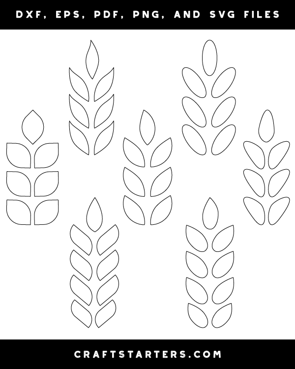 Simple Wheat Outline Patterns DFX EPS PDF PNG And SVG Cut Files