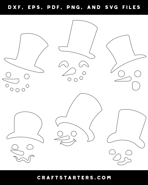 Snowman Face With Top Hat Patterns