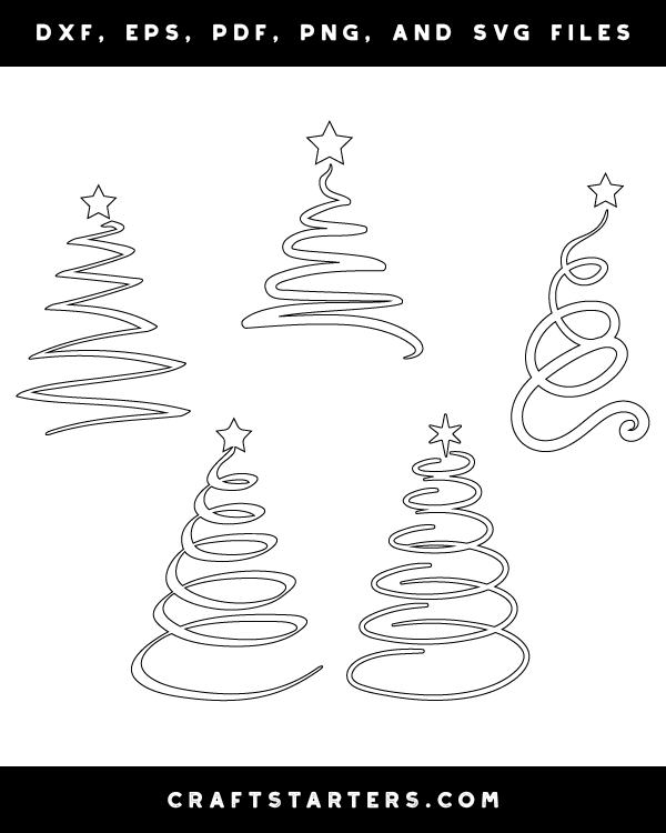 Download Spiral Christmas Tree Outline Patterns: DFX, EPS, PDF, PNG ...