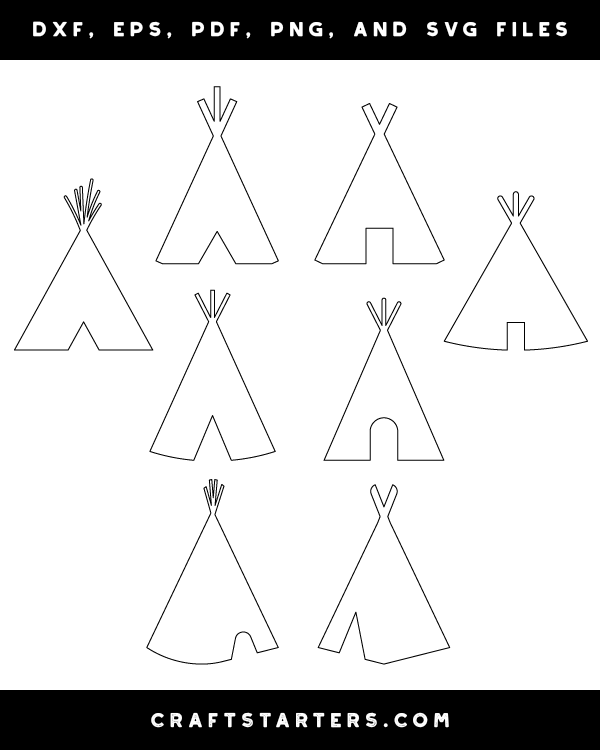 Teepee Outline Patterns DFX EPS PDF PNG And SVG Cut Files