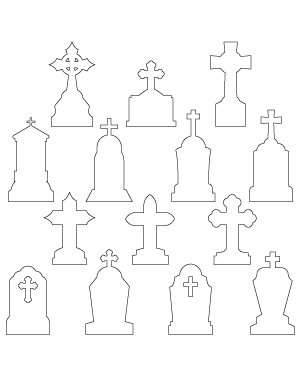 Rip Tombstone Outline Patterns: DFX, EPS, PDF, PNG, and SVG Cut Files