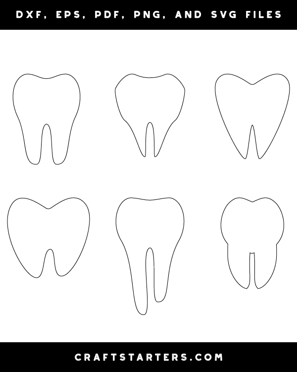Tooth Outline Patterns DFX, EPS, PDF, PNG, and SVG Cut Files
