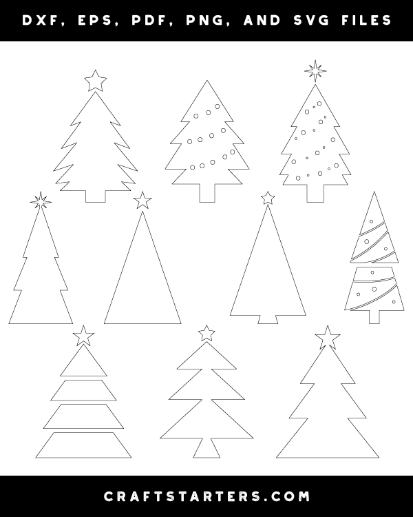 Triangle Christmas Tree Outline Patterns: DFX EPS PDF PNG and SVG