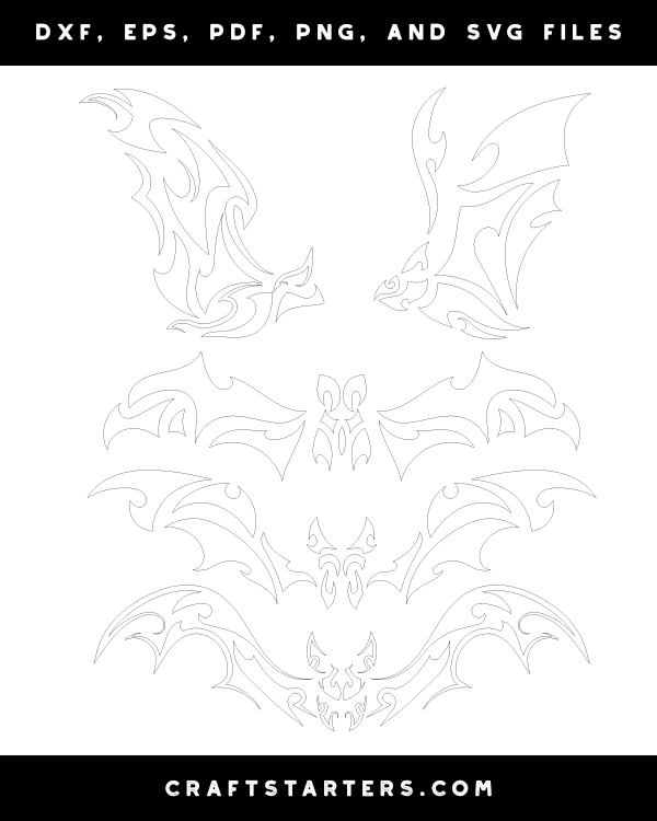 Bat and symmetric tribals Royalty Free Vector Image