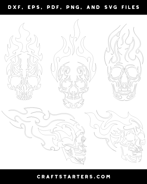 Tribal Flaming Skull Patterns
