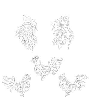 Tribal Rooster Patterns